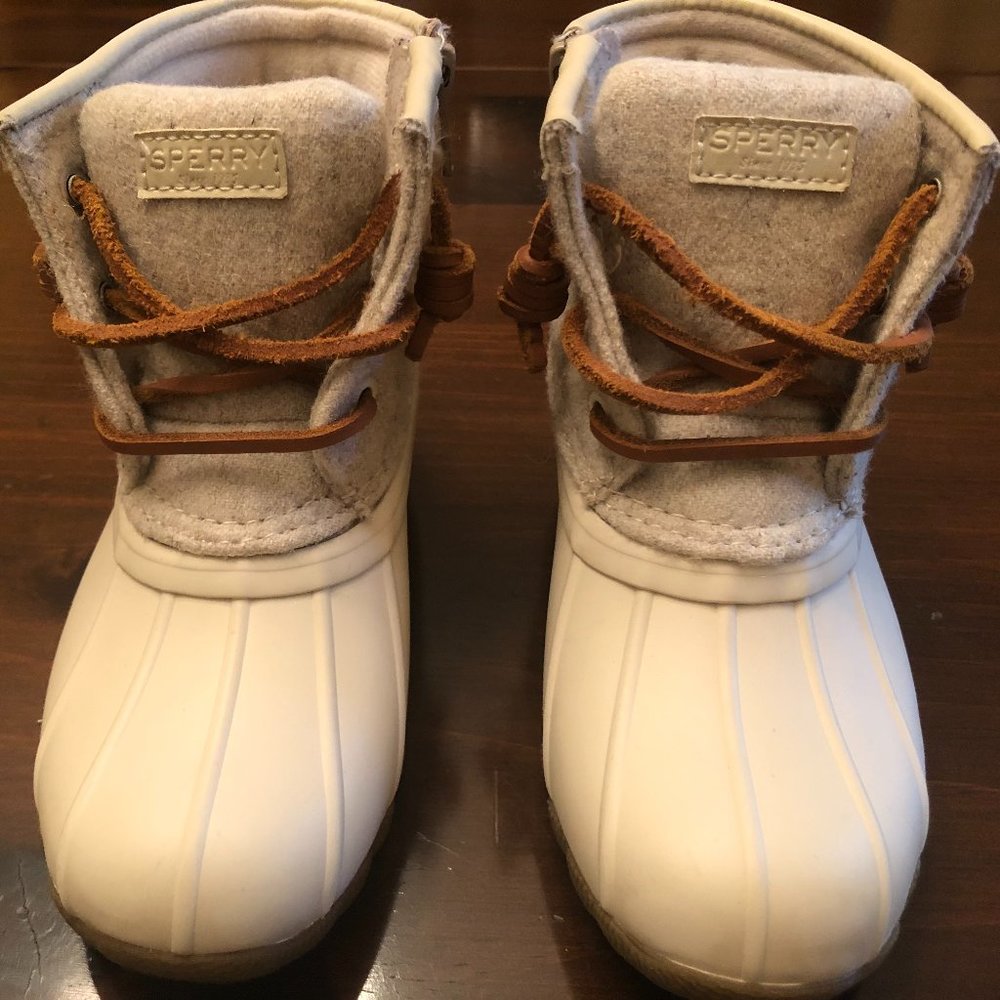 Sperry Top Sider Saltwater Duck Boots Off-White Size 10